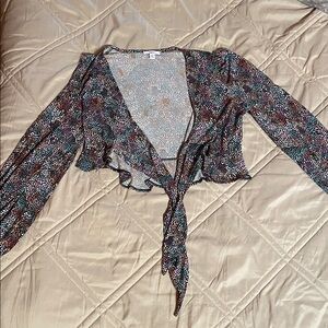 Bar III Multicolor Tie-Front Sweater